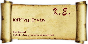 Kéry Ervin névjegykártya