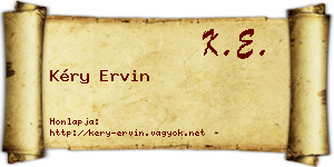 Kéry Ervin névjegykártya